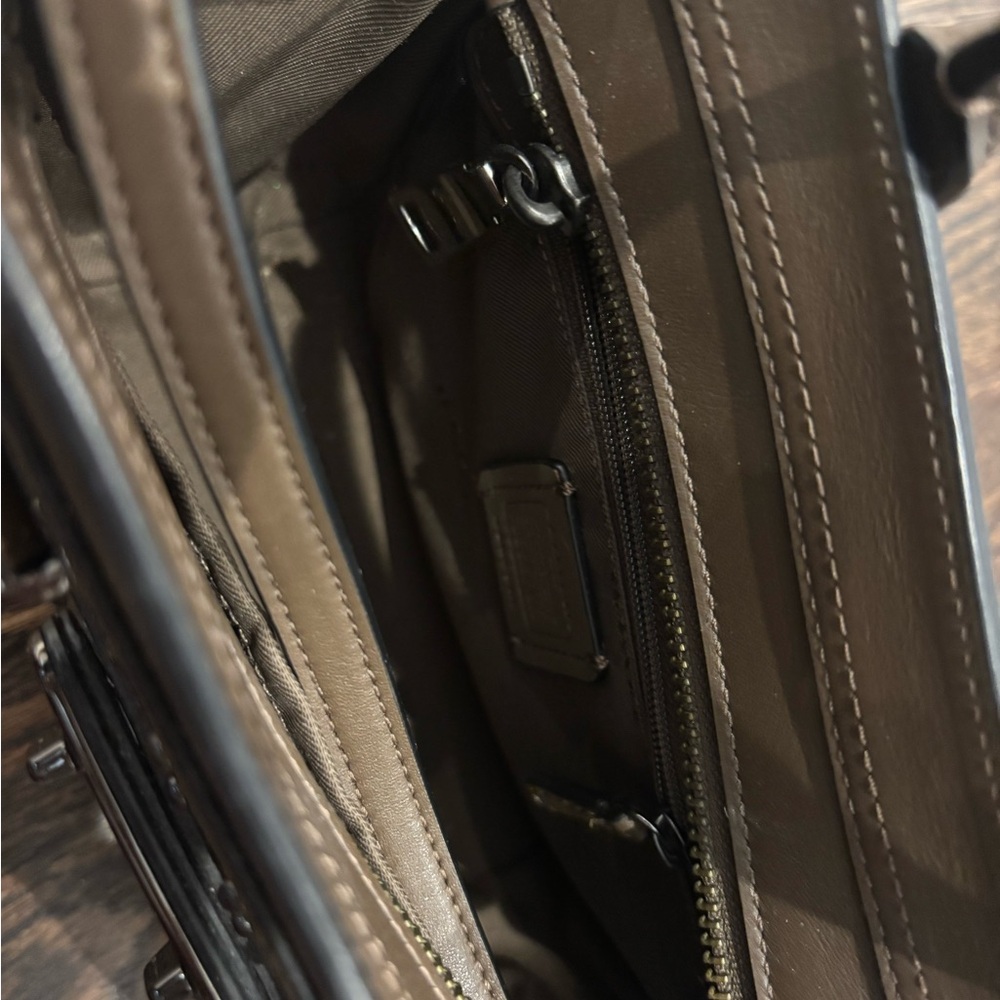 Coach Taupe Studded Leather Satchel - Picture 2 of 4